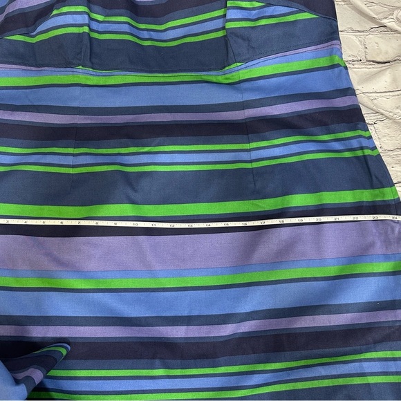 Boden Stripe Navy/Purple/Green Sheath Dress‎ with Statement Necklace – Size 18 - Picture 12 of 13